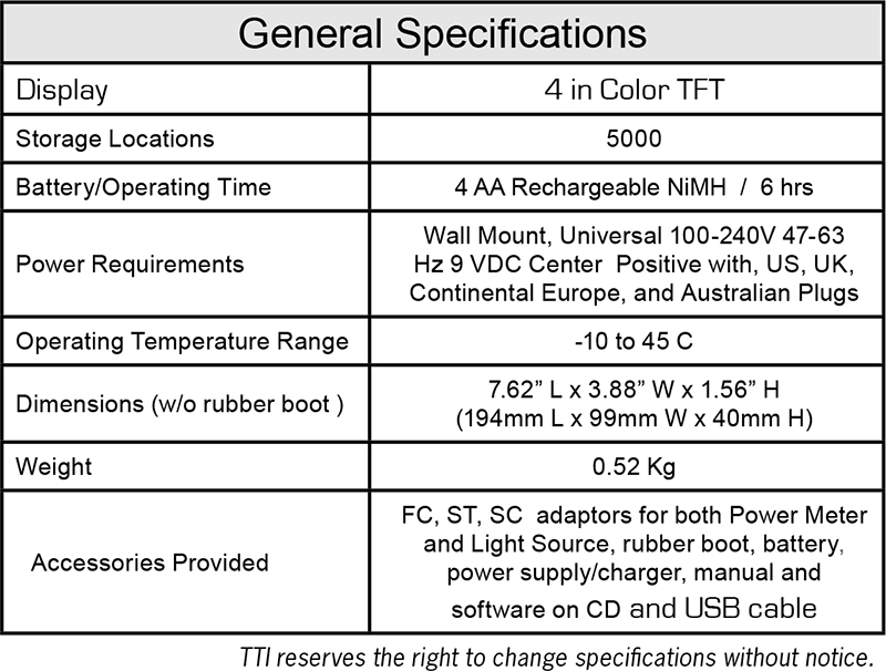 Specifications Fte 5000 Usa